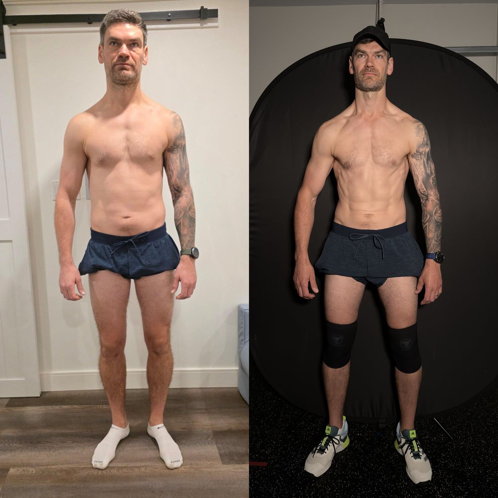 Client transformation: lean muscle added and conditioning brought in over ten months