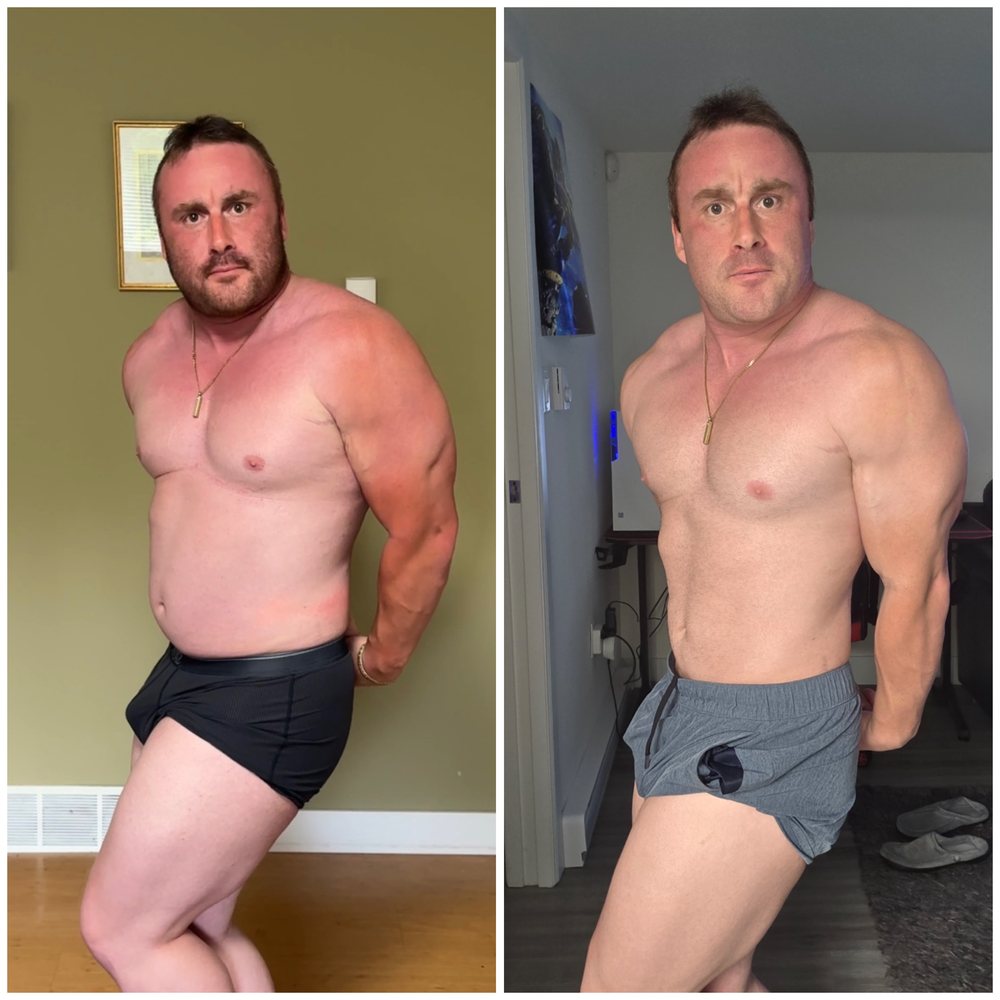 Bodybuilding client transformation: muscle gain and conditioning